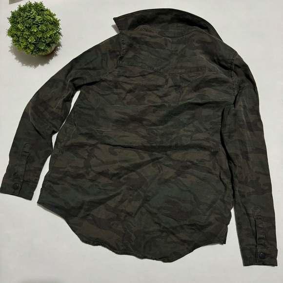 Level 99 Gina Utility Jacket Green Midnight Camo Print Snap Button Jacket Small - Picture 3 of 3